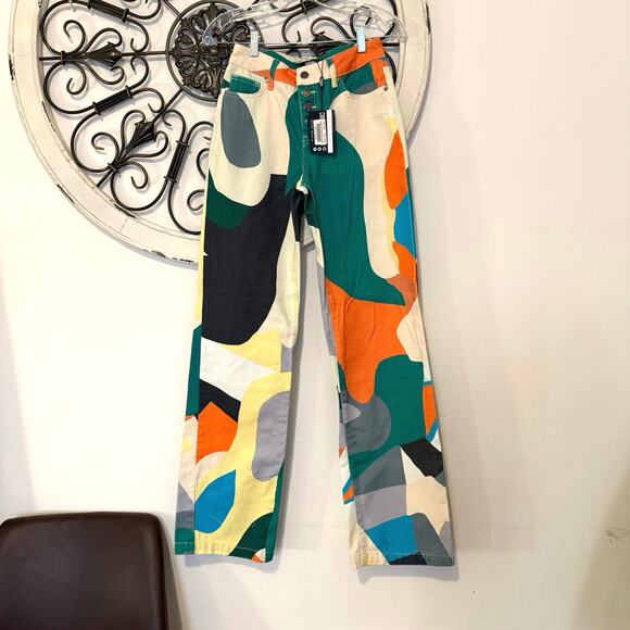 nwt Jaded London Abstract Art Print Boyfriend Jeans Multicolor size 25 W25 - Picture 4 of 10
